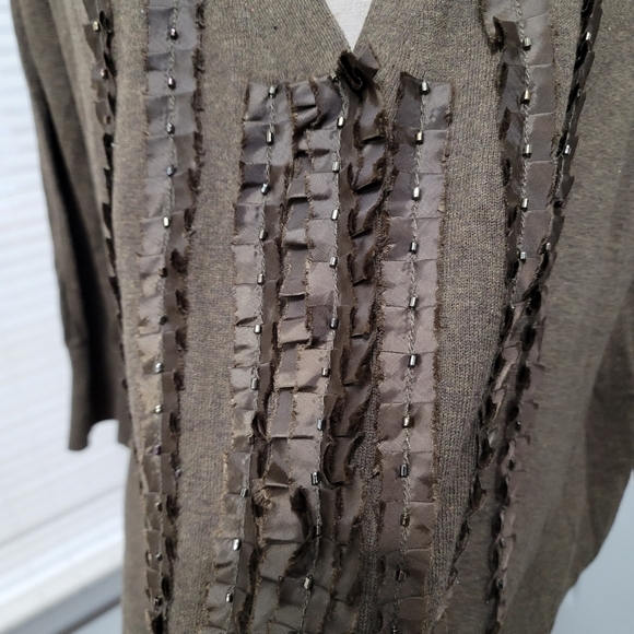 ✨ Lane Bryant Beaded Ribbon Button Front Green Cardigan size 22/24 - Picture 2 of 7